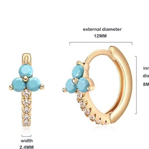 14K Gold Turquoise Earring - Picture 2 of 4